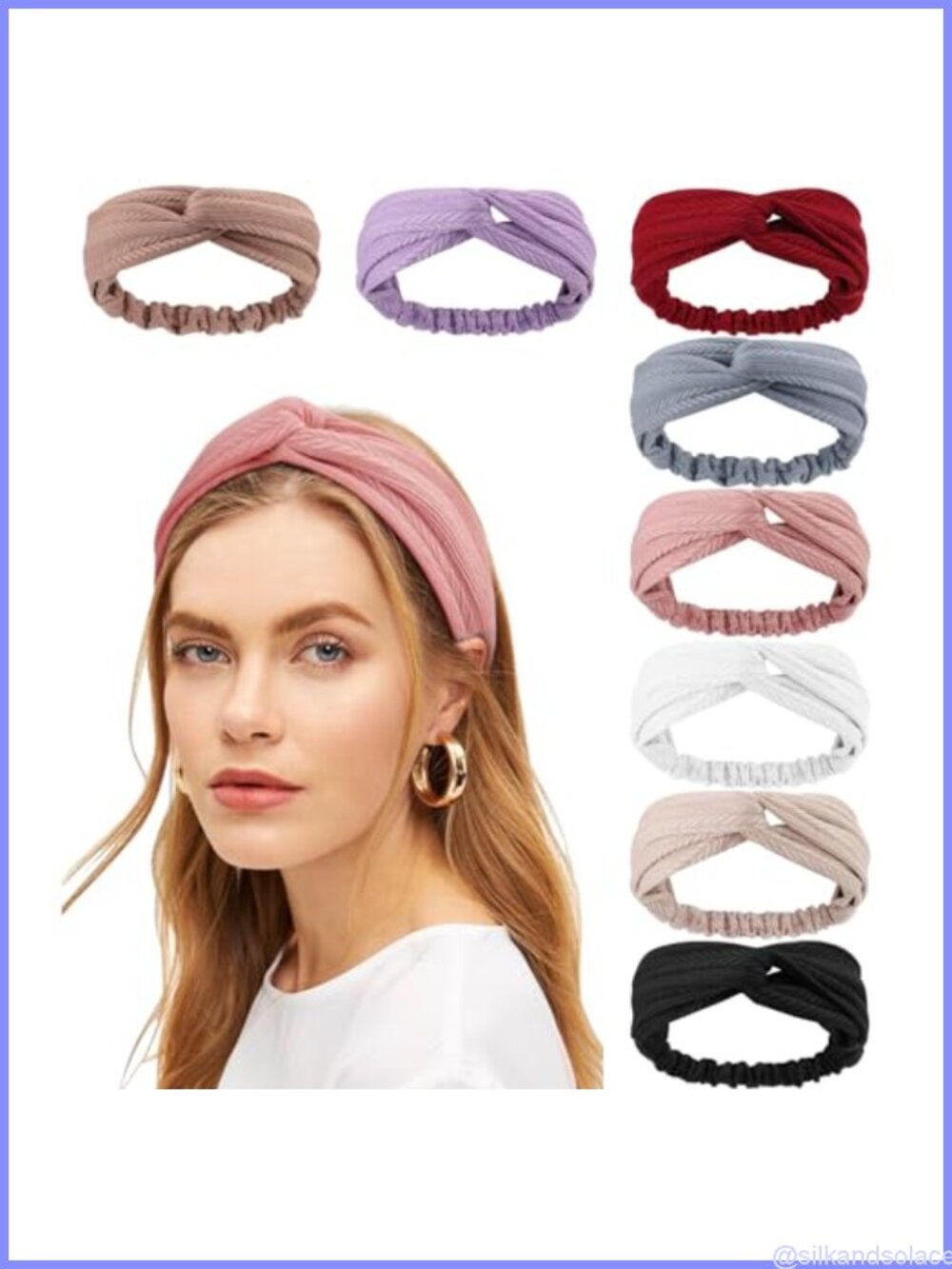 8 Pack Knotted Headbands for Women Elastic Criss Cross Non Slip Yoga Hair
